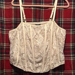 Torrid Cream Lace Corset Top
